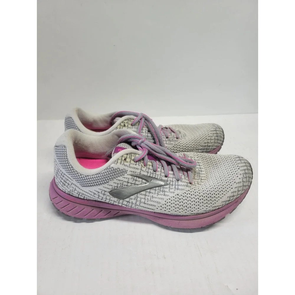 Brooks Revel‎ 2 Womens Running Shoes Grey Pink Knit Mesh Sneakers 1202811B058